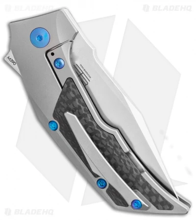 Reate Knives Reate Bharucha T3000 Frame Lock Carbon Fiber/Ti W/ Blue Screws (3" Satin) 5 Reate Knives Reate Bharucha T3000 Frame Lock Carbon Fiber/Ti W/ Blue Screws (3" Satin) - Image 3
