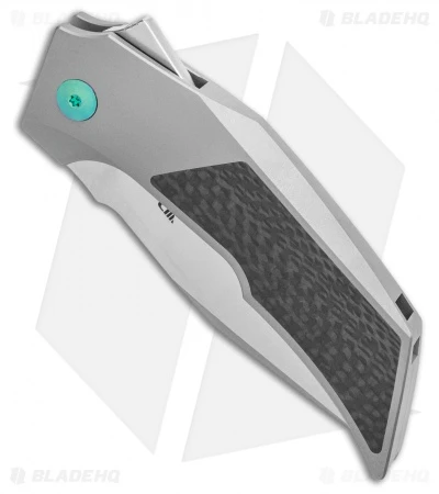 Reate Knives Reate Bharucha T3000 Frame Lock Carbon Fiber/Ti W/ Green Screws (3" Satin) 4 Reate Knives Reate Bharucha T3000 Frame Lock Carbon Fiber/Ti W/ Green Screws (3" Satin) - Image 2