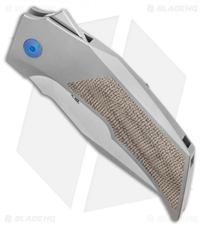 Reate Knives Reate Bharucha T3000 Frame Lock Green Micarta/Ti Blue Screws (3" Satin) 4 Reate Knives Reate Bharucha T3000 Frame Lock Green Micarta/Ti Blue Screws (3" Satin) - Image 2