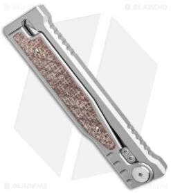 Reate Knives Reate EXO D/E Gravity Knife Titanium/Burlap Micarta (3.75" Satin) 11 Reate Knives Reate EXO D/E Gravity Knife Titanium/Burlap Micarta (3.75" Satin) -Reate Knives Reate EXO DE Gravity Knife Ti Burlap Micarta Satin BHQ 175241 jr side