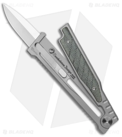 Reate Knives Reate EXO Double Edge Gravity Knife Titanium/Black Micarta (3.75" Satin) 4 Reate Knives Reate EXO Double Edge Gravity Knife Titanium/Black Micarta (3.75" Satin) - Image 2