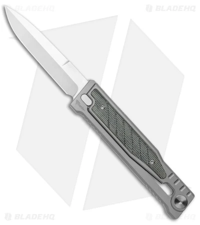 Reate Knives Reate EXO Double Edge Gravity Knife Titanium/Black Micarta (3.75" Satin) 3 Reate Knives Reate EXO Double Edge Gravity Knife Titanium/Black Micarta (3.75" Satin)