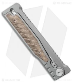 Reate Knives Reate EXO Double Edge Gravity Knife Titanium/Green Micarta (3.75 Satin) 7 Reate Knives Reate EXO Double Edge Gravity Knife Titanium/Green Micarta (3.75 Satin) -Reate Knives Reate EXO Double Edge Knife Titanium w Green Micarta Handle 3.7 Satin BHQ 137471 LS Side