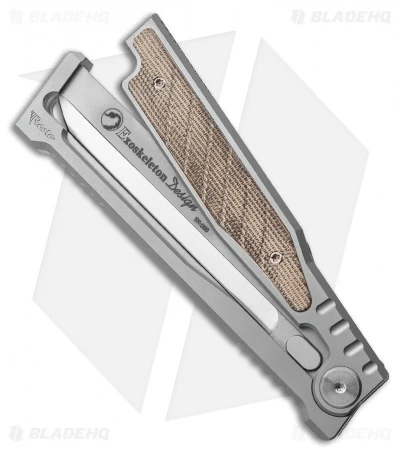 Reate Knives Reate EXO Double Edge Gravity Knife Titanium/Green Micarta (3.75 Satin) 4 Reate Knives Reate EXO Double Edge Gravity Knife Titanium/Green Micarta (3.75 Satin) - Image 2