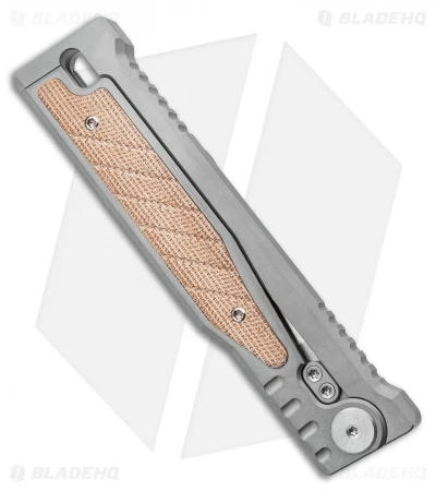 Reate Knives Reate EXO Drop Point Gravity Knife Titanium/Natural Micarta (3.75" Satin) 4 Reate Knives Reate EXO Drop Point Gravity Knife Titanium/Natural Micarta (3.75" Satin) - Image 3