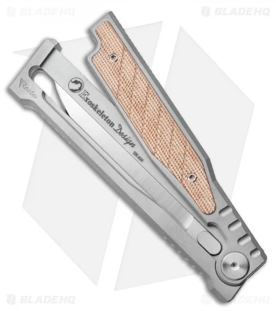 Reate Knives Reate EXO Drop Point Gravity Knife Titanium/Natural Micarta (3.75" Satin) 3 Reate Knives Reate EXO Drop Point Gravity Knife Titanium/Natural Micarta (3.75" Satin) - Image 2