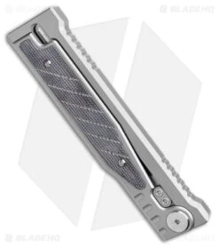 Reate Knives Reate EXO Tanto Gravity Knife Titanium/Black Micarta (3.75" Stonewash) 12 Reate Knives Reate EXO Tanto Gravity Knife Titanium/Black Micarta (3.75" Stonewash) -Reate Knives Reate EXO Gravity Tanto Ti Black Micarta SW BHQ 177306 jr side