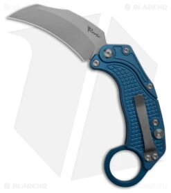 Reate Knives Reate EXO-K Gravity Karambit Button Lock Knife Blue Aluminum (3.1" Stonewash)