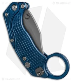 Reate Knives Reate EXO-K Gravity Karambit Button Lock Knife Blue Aluminum (3.1" Stonewash) -Reate Knives Reate EXO K Gravity Karambit Button Lock Knife Blue Aluminum 3in SW BHQ 190302 td siden large