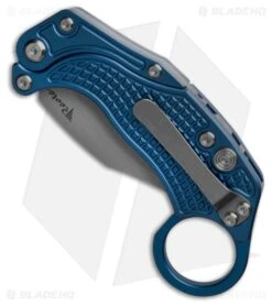Reate Knives Reate EXO-K Gravity Karambit Button Lock Knife Blue Aluminum (3.1" Stonewash) -Reate Knives Reate EXO K Gravity Karambit Button Lock Knife Blue Aluminum 3in SW BHQ 190302 td spine large