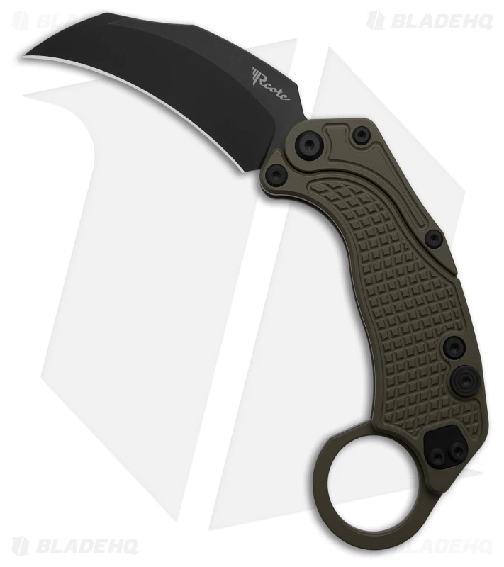 Reate Knives Reate EXO-K Gravity Karambit Button Lock Knife Green Aluminum (3.1" Black) 2 Reate Knives Reate EXO-K Gravity Karambit Button Lock Knife Green Aluminum (3.1" Black)