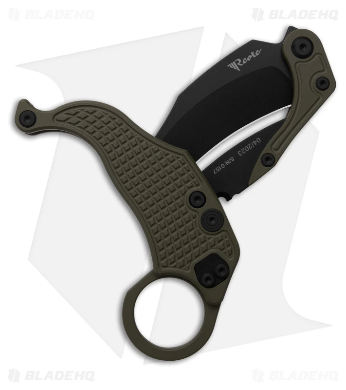 Reate Knives Reate EXO-K Gravity Karambit Button Lock Knife Green Aluminum (3.1" Black) 3 Reate Knives Reate EXO-K Gravity Karambit Button Lock Knife Green Aluminum (3.1" Black) - Image 2