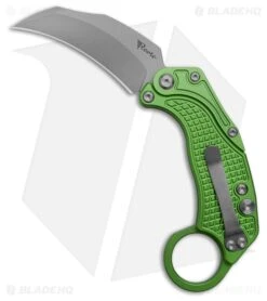 Reate Knives Reate EXO-K Gravity Karambit Button Lock Knife Oxidized Green Aluminum (3.1" SW)