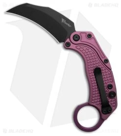 Reate Knives Reate EXO-K Gravity Karambit Button Lock Knife Purple Aluminum (3.1" Black)