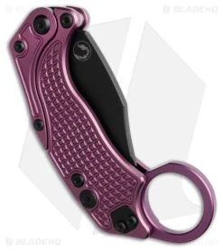 Reate Knives Reate EXO-K Gravity Karambit Button Lock Knife Purple Aluminum (3.1" Black) -Reate Knives Reate EXO K Gravity Karambit Button Lock Knife Purple Aluminum 3in Black BHQ 192736 td side large