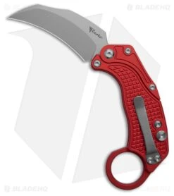 Reate Knives Reate EXO-K Gravity Karambit Button Lock Knife Red Aluminum (3.1" Stonewash)
