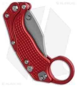 Reate Knives Reate EXO-K Gravity Karambit Button Lock Knife Red Aluminum (3.1" Stonewash) -Reate Knives Reate EXO K Gravity Karambit Button Lock Knife Red Aluminum 3in SW BHQ 192734 td side large