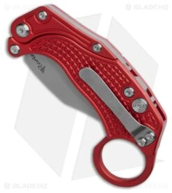 Reate Knives Reate EXO-K Gravity Karambit Button Lock Knife Red Aluminum (3.1" Stonewash) -Reate Knives Reate EXO K Gravity Karambit Button Lock Knife Red Aluminum 3in SW BHQ 192734 td spine large