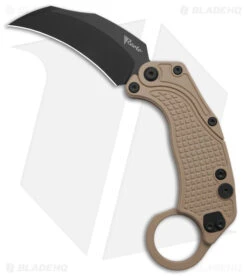 Reate Knives Reate EXO-K Gravity Karambit Button Lock Knife Tan Aluminum (3.1" Black PVD)