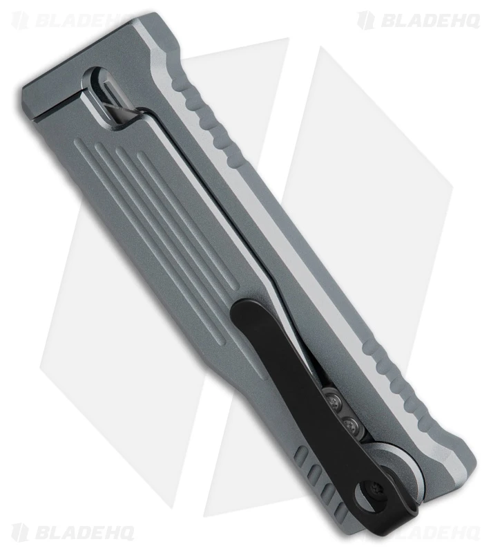 Reate Knives Reate EXO Mini Tanto Gravity Knife Gray Aluminum (2.6" Satin Nitro-V) 5 Reate Knives Reate EXO Mini Tanto Gravity Knife Gray Aluminum (2.6" Satin Nitro-V) - Image 3