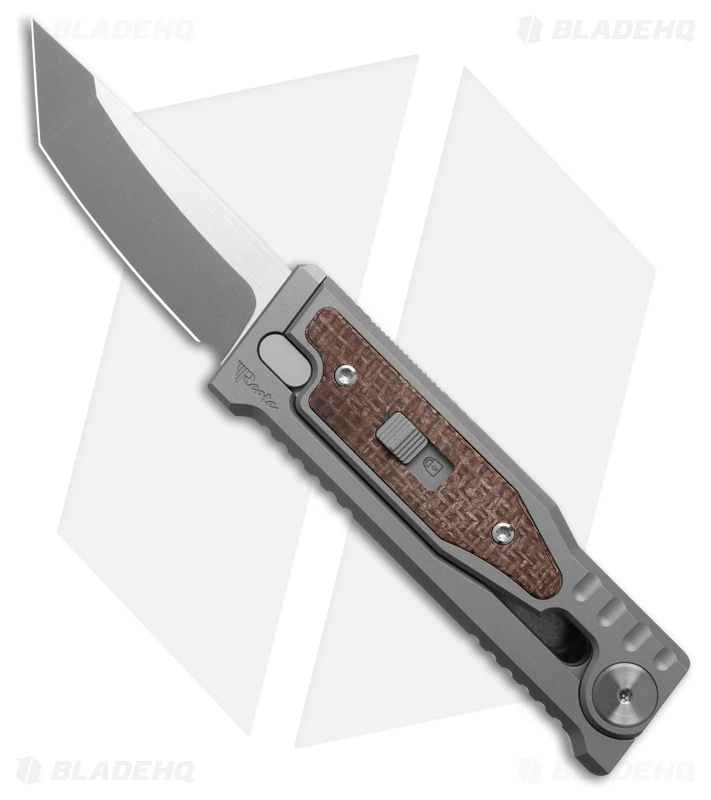 Reate Knives Reate EXO Mini Tanto Gravity Knife Titanium/Burlap Micarta (2.6" BB/SW) 3 Reate Knives Reate EXO Mini Tanto Gravity Knife Titanium/Burlap Micarta (2.6" BB/SW)