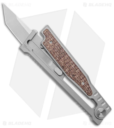 Reate Knives Reate EXO Tanto Gravity Knife Titanium/Burlap Micarta (3.75" Satin) 4 Reate Knives Reate EXO Tanto Gravity Knife Titanium/Burlap Micarta (3.75" Satin) - Image 2