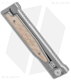 Reate Knives Reate EXO Gravity Tanto Knife Titanium/Natural Micarta (3.75" Satin) 12 Reate Knives Reate EXO Gravity Tanto Knife Titanium/Natural Micarta (3.75" Satin) -Reate Knives Reate EXO Tanto Gravity Knife Ti Natural Brown Micarta Satin BHQ 140047 jr side