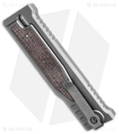 Reate Knives Reate EXO-M Drop Point Gravity Knife Titanium/Burlap Micarta (2.95" SW) 8 Reate Knives Reate EXO-M Drop Point Gravity Knife Titanium/Burlap Micarta (2.95" SW) -Reate Knives Reate Exo M DP Gravity Knife Ti Burlap Micarta 2in SW BHQ 181241 td side