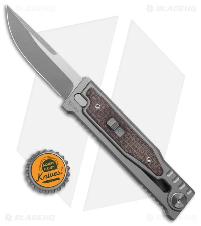 Reate Knives Reate EXO-M Drop Point Gravity Knife Titanium/Burlap Micarta (2.95" SW) 6 Reate Knives Reate EXO-M Drop Point Gravity Knife Titanium/Burlap Micarta (2.95" SW) - Image 4