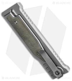 Reate Knives Reate EXO-M Drop Point Gravity Knife Titanium/Green Micarta (2.95" SW) -Reate Knives Reate Exo M DP Gravity Knife Ti Green Micarta 2in SW BHQ 181238 td side