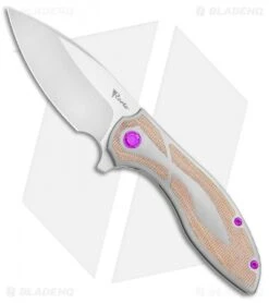 Reate Knives Reate Iron Frame Lock Flipper Knife Brown Micarta/Purple Hardware (3.25" Satin)