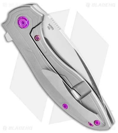 Reate Knives Reate Iron Frame Lock Flipper Knife Brown Micarta/Purple Hardware (3.25" Satin) 5 Reate Knives Reate Iron Frame Lock Flipper Knife Brown Micarta/Purple Hardware (3.25" Satin) - Image 3