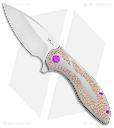 Reate Knives Reate Iron Frame Lock Flipper Knife Brown Micarta/Purple Hardware (3.25" Satin) 3 Reate Knives Reate Iron Frame Lock Flipper Knife Brown Micarta/Purple Hardware (3.25" Satin)