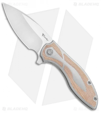 Reate Knives Reate Iron Frame Lock Flipper Knife Brown Micarta (3.25" Satin) 3 Reate Knives Reate Iron Frame Lock Flipper Knife Brown Micarta (3.25" Satin)