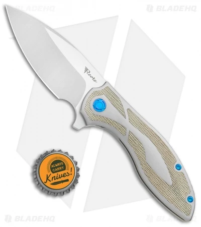 Reate Knives Reate Iron Frame Lock Flipper Knife Green Micarta/Blue (3.25" Satin) 6 Reate Knives Reate Iron Frame Lock Flipper Knife Green Micarta/Blue (3.25" Satin) - Image 4