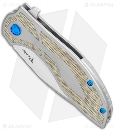 Reate Knives Reate Iron Frame Lock Flipper Knife Green Micarta/Blue (3.25" Satin) 4 Reate Knives Reate Iron Frame Lock Flipper Knife Green Micarta/Blue (3.25" Satin) - Image 2