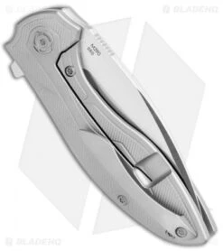 Reate Knives Reate Iron Frame Lock Flipper Knife Green Micarta (3.25" Satin) -Reate Knives Reate Iron FL Flipper Green Micarta Satin BHQ 111108 jr side