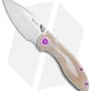 Reate Knives Reate Iron Frame Lock Knife W/ Thumb Stud Brown Micarta/Purple HW (3.25" Satin) -Reate Knives Reate Iron FL Thumb Stud Brown Micarta Purple Satin BHQ 111151 jr