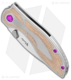 Reate Knives Reate Iron Frame Lock Knife W/ Thumb Stud Brown Micarta/Purple HW (3.25" Satin) -Reate Knives Reate Iron FL Thumb Stud Brown Micarta Purple Satin BHQ 111151 jr spine