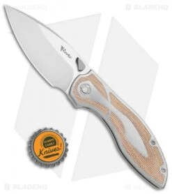Reate Knives Reate Iron Frame Lock Knife W/ Thumb Stud Brown Micarta (3.25" Satin) -Reate Knives Reate Iron FL Thumb Stud Brown Micarta Satin BHQ 111124 jr bottlecap