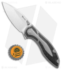 Reate Knives Reate Iron Frame Lock Knife Titanium/Black Carbon Fiber (3.25" Satin) -Reate Knives Reate Iron FL Thumb Stud CF Green HW Satin BHQ 111110 jr bottlecap