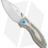 Reate Knives Reate Iron Frame Lock Knife W/ Thumb Stud Green Micarta/Blue Screws(3.25" Satin) -Reate Knives Reate Iron FL Thumb Stud Green Micarta Blue Satin BHQ 111206 jr