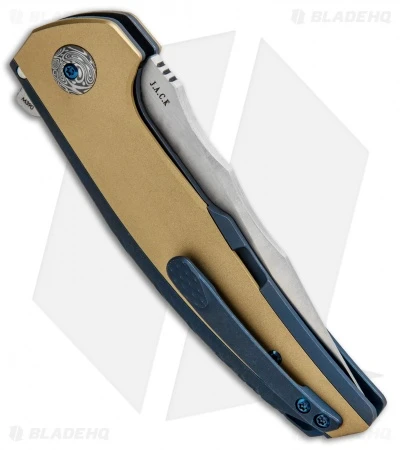 Reate Knives Reate J.A.C.K. Integral Knife Blue Titanium/Brass (3.94" Satin) 5 Reate Knives Reate J.A.C.K. Integral Knife Blue Titanium/Brass (3.94" Satin) - Image 3