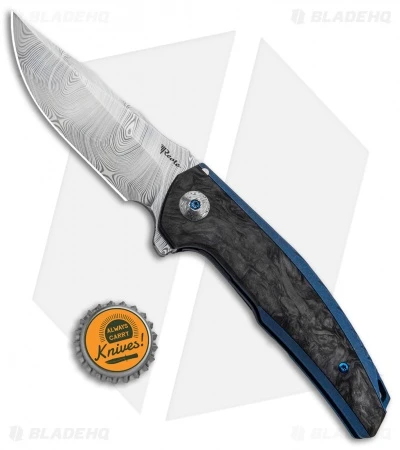Reate Knives Reate J.A.C.K. Integral Knife Blue Ti/Marble Carbon Fiber (3.94" Damasteel) 6 Reate Knives Reate J.A.C.K. Integral Knife Blue Ti/Marble Carbon Fiber (3.94" Damasteel) - Image 4