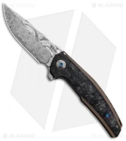 Reate Knives Reate J.A.C.K. Integral Knife Bronze Ti/Marble Carbon Fiber (3.94" Damasteel)