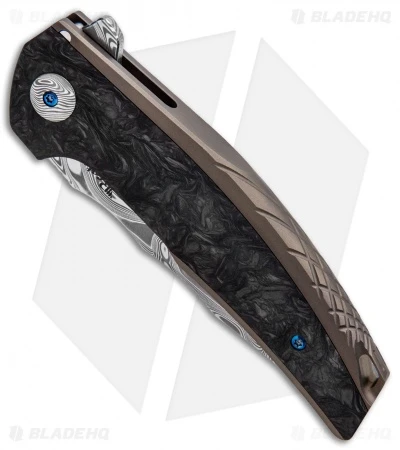 Reate Knives Reate J.A.C.K. Integral Knife Bronze Ti/Marble Carbon Fiber (3.94" Damasteel) 4 Reate Knives Reate J.A.C.K. Integral Knife Bronze Ti/Marble Carbon Fiber (3.94" Damasteel) - Image 2