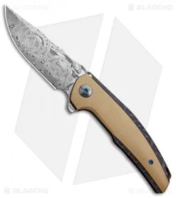 Reate Knives Reate J.A.C.K. Integral Knife Flame Titanium/Brass (3.94" Damasteel)