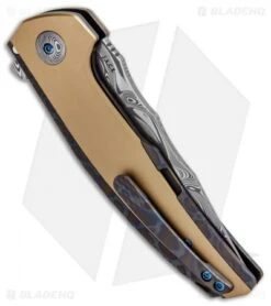 Reate Knives Reate J.A.C.K. Integral Knife Flame Titanium/Brass (3.94" Damasteel) 8 Reate Knives Reate J.A.C.K. Integral Knife Flame Titanium/Brass (3.94" Damasteel) -Reate Knives Reate J.A.C.K. Integral Flame Ti Brass Damasteel BHQ 87846 jr side