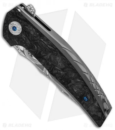 Reate Knives Reate J.A.C.K. Integral Knife Gray Ti/Marble Carbon Fiber (3.94" Damasteel) 4 Reate Knives Reate J.A.C.K. Integral Knife Gray Ti/Marble Carbon Fiber (3.94" Damasteel) - Image 2