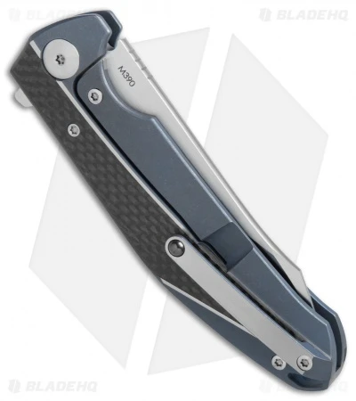 Reate Knives Reate K-1 Frame Lock Flipper Knife Carbon Fiber/Blue Ti (3.8" M390 Satin) 4 Reate Knives Reate K-1 Frame Lock Flipper Knife Carbon Fiber/Blue Ti (3.8" M390 Satin) - Image 2